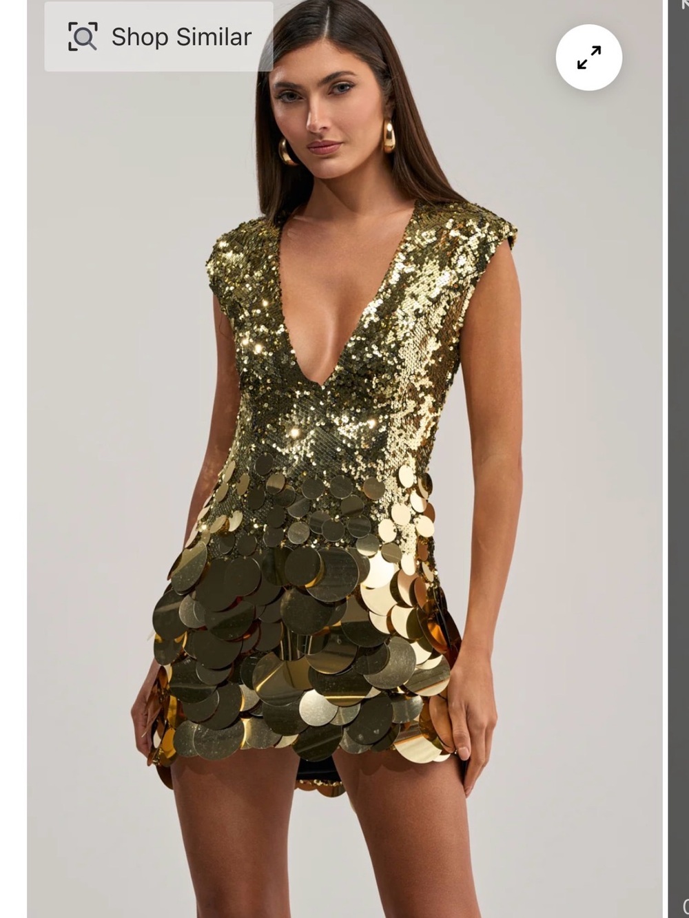 AKIRA Gold Sequin & Disc Mini Dress